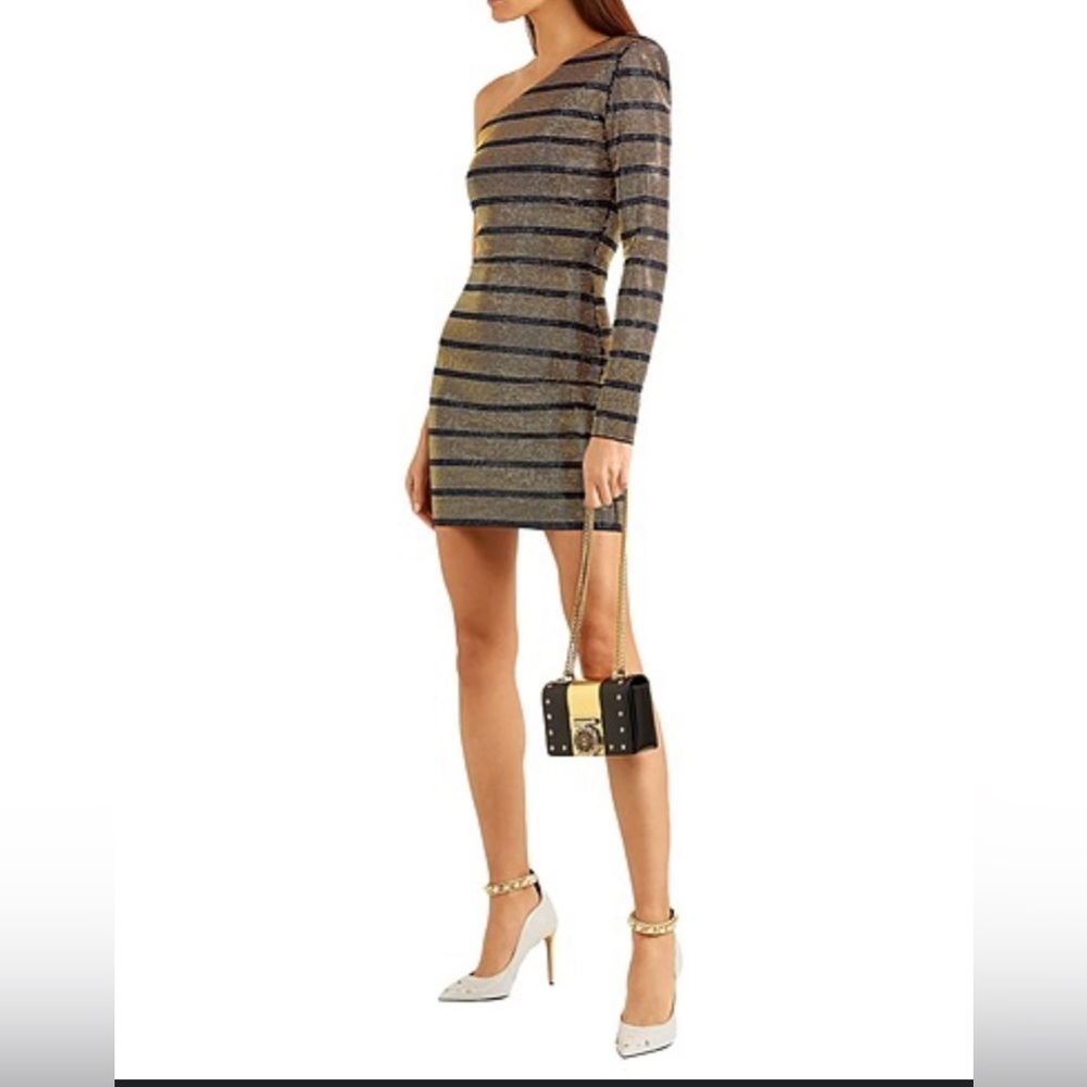 Balmain Strass gold dress with navy stripes FR36/US4
